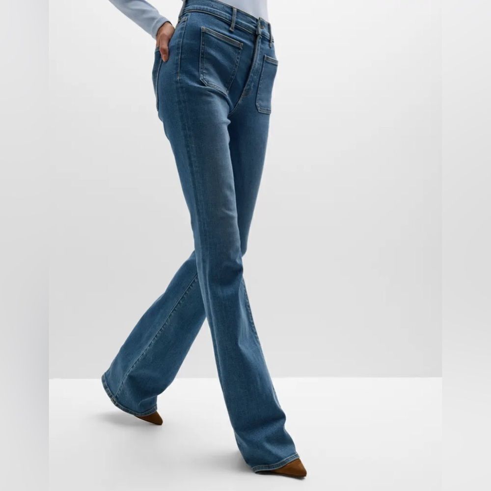 VERONICA BEARD Beverly Patch-Pocket Skinny Flare Jeans in SIERRA